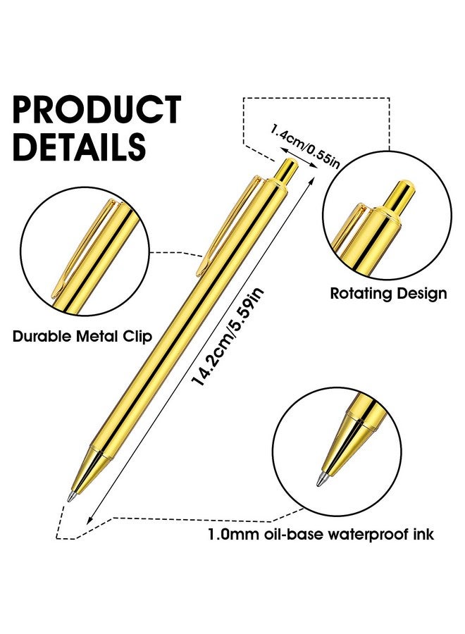 COBEE Ultra Slim Gold Ballpoint Pens, 6 Pcs Click Retractable Ballpoint Pens 1.0Mm Black Ink Medium Point Smooth Writing Pens Metallic Metal Pens For Wedding Business Office Supplies(Gold) - Image 5