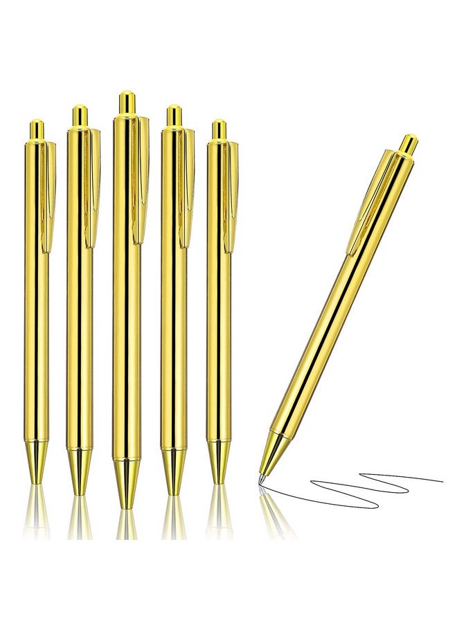 COBEE Ultra Slim Gold Ballpoint Pens, 6 Pcs Click Retractable Ballpoint Pens 1.0Mm Black Ink Medium Point Smooth Writing Pens Metallic Metal Pens For Wedding Business Office Supplies(Gold) - Image 1