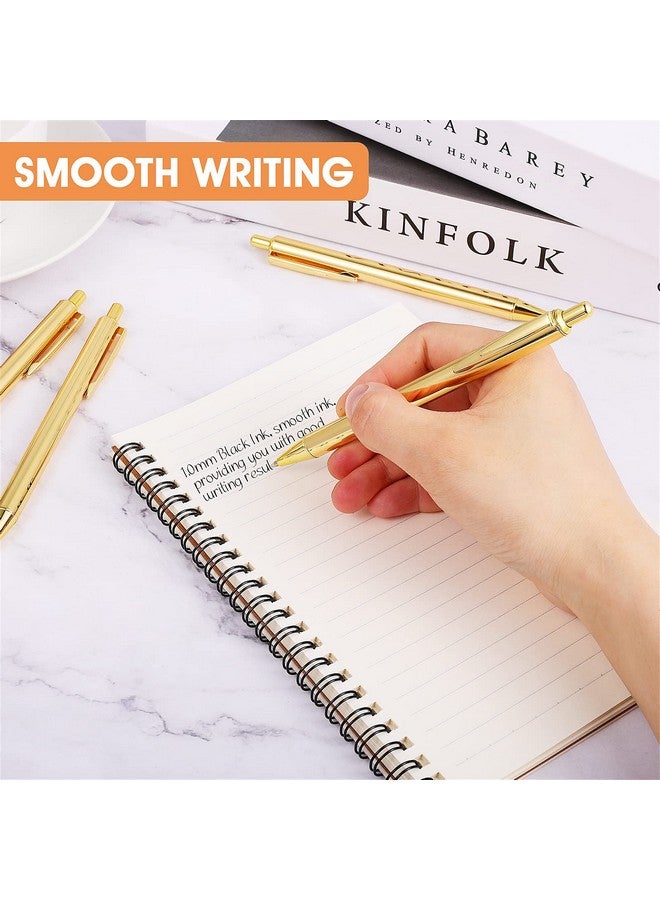 COBEE Ultra Slim Gold Ballpoint Pens, 6 Pcs Click Retractable Ballpoint Pens 1.0Mm Black Ink Medium Point Smooth Writing Pens Metallic Metal Pens For Wedding Business Office Supplies(Gold) - Image 3