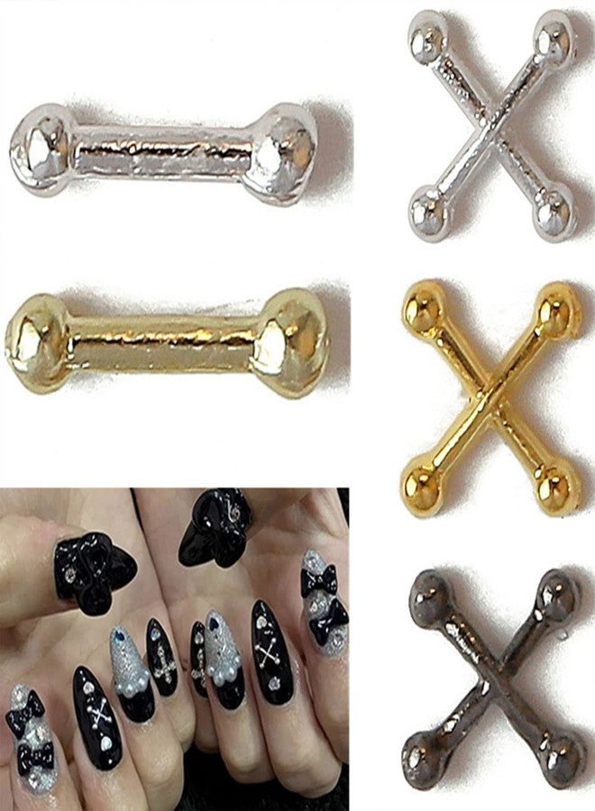 SILPECWEE 36pcs Punk Nail Charms 3D Retro Gold Silver Alloy Nail Jewels Cross Nail Charm Hanging Rings Charms for Nails Salon Gothic Metal Nail Art Decorations Nails Accessories - Image 5