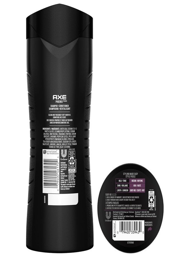 AXE Men’s Hair Styling Set - Phoenix Clean & Strong 2-in-1 Shampoo + Classic Pomade, Signature Clean Cut Look, Medium Hold, High Shine - Image 3