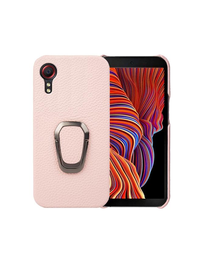 S-TOP Case For Samsung Galaxy Xcover 5 / Xcover 5s Ring Holder Litchi Texture Genuine Leather Phone Case - Image 1