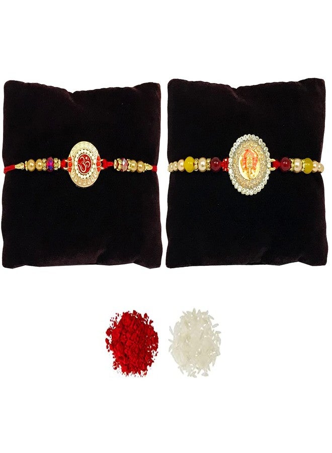 Evisha 2 Pcs Om And Ganesh Rakhi For Brother | Rakhi Combo 116-118 | rakhi || rakhi set || rakhi for brother || rakhi for brother and bhabhi || rakhi combo || bhaiya bhabhi rakhi || rakhi gifts - Image 1