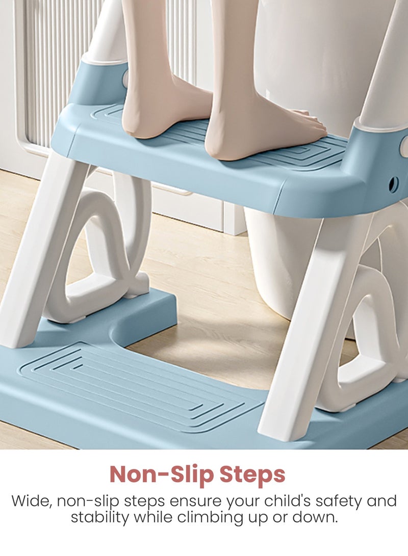BAYBEE Royal Baby Potty Seat for Kids With Ladder For Western Toilets Kids Toilet Potty Training Seat For Baby With Handle Cushion Kids Potty Chair Kids Potty Seat For Baby Kids 1 To 10 Years Boy Girl Blue - Image 5