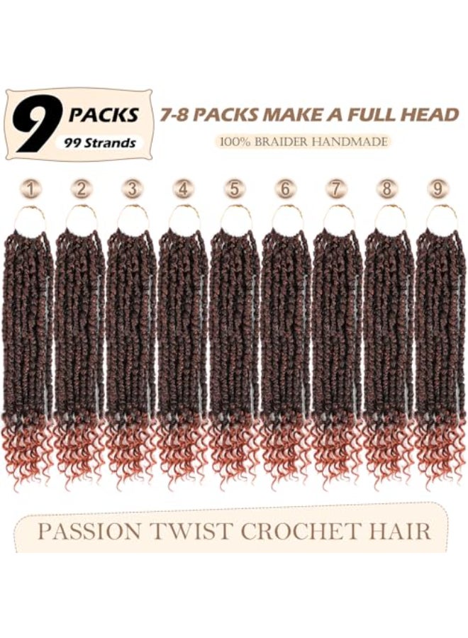 Befunny Ombre 350 Passion Twist hair Pretwisted 12 Inch 9 Packs Passion Twist Crochet HairSoft Pre Twisted and Looped Crochet Hair For Women Short Curly Crochet Braids12T1B350 - Image 3