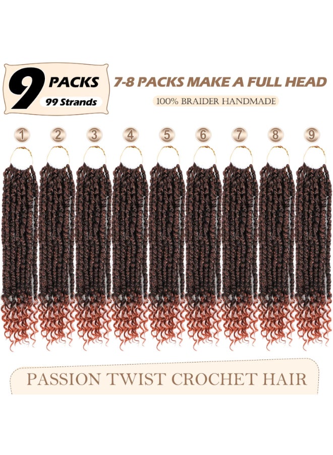 Befunny Ombre 350 Passion Twist hair Pretwisted 12 Inch 9 Packs Passion Twist Crochet HairSoft Pre Twisted and Looped Crochet Hair For Women Short Curly Crochet Braids12T1B350 - Image 4