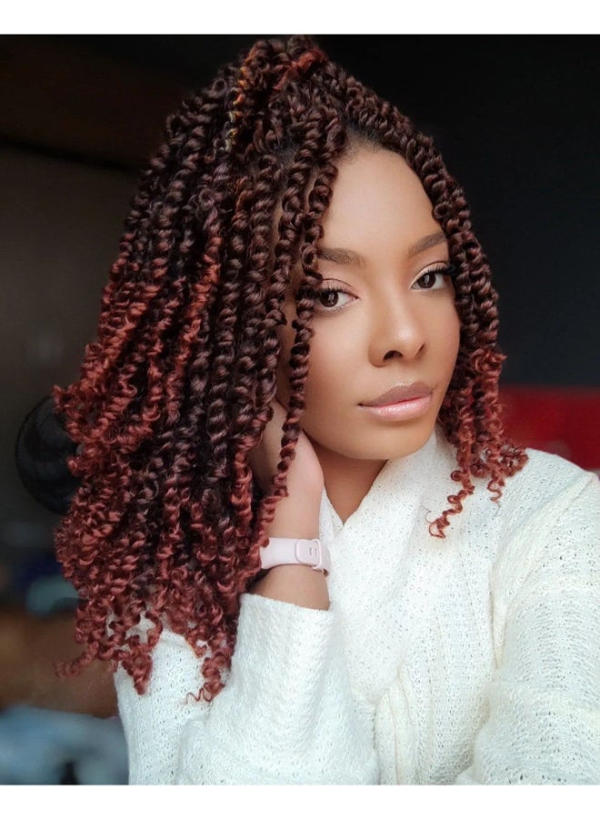 Befunny Ombre 350 Passion Twist hair Pretwisted 12 Inch 9 Packs Passion Twist Crochet HairSoft Pre Twisted and Looped Crochet Hair For Women Short Curly Crochet Braids12T1B350 - Image 2