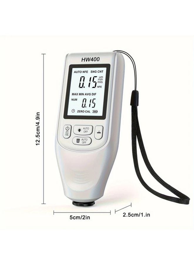 Black HW400 Digital Coating Thickness Gauge High Precision 0 2000 Micrometer Dual Fe NFe Probes ABS Material No Battery Needed - Image 5