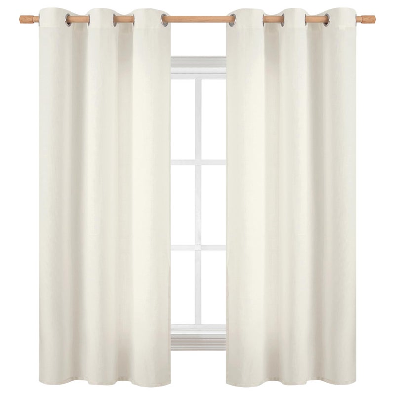 BGment Curtains 63 Inch Length 2 Panels Set for Bedroom  Grommet Thick Linen Look Burlap Textured Light Filtering Privacy Window Drapes for Farmhouse Living Room  42 x 63 Inch  Ivory - Image 1