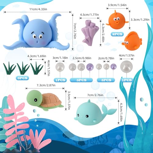 Zafena 17 PCS Under the Sea Cake Decorations Ocean Animals Cake Topper with Cake Balls Decorations for Under the Sea Theme Boys Girls Baby Shower Birthday Party Supplies - Image 2