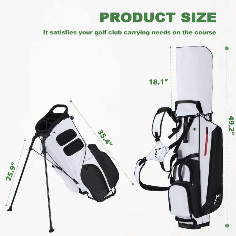 UNIHIMAL 8-Way Golf Stand Bag, Lightweight Walking Golf Bag with Full-Length Dividers, Cooler Pocket and Rain Hood, for Men Women, Black White - Image 2