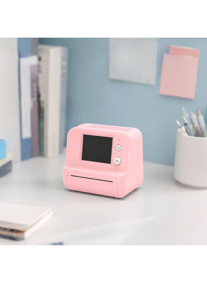 AI Voice Mini Thermal Printer with HD Screen - Portable Wireless Bluetooth Inkless Printer, Pink - Image 5