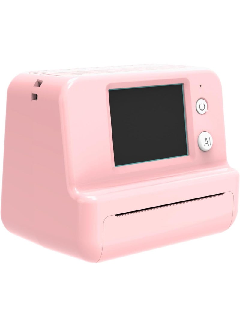AI Voice Mini Thermal Printer with HD Screen - Portable Wireless Bluetooth Inkless Printer, Pink - Image 1