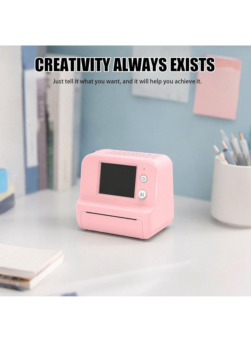 AI Voice Mini Thermal Printer with HD Screen - Portable Wireless Bluetooth Inkless Printer, Pink - Image 4