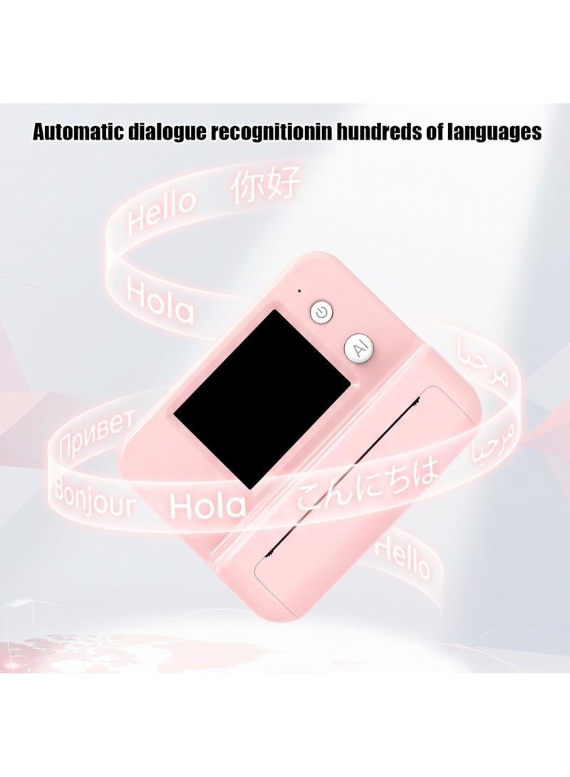 AI Voice Mini Thermal Printer with HD Screen - Portable Wireless Bluetooth Inkless Printer, Pink - Image 3