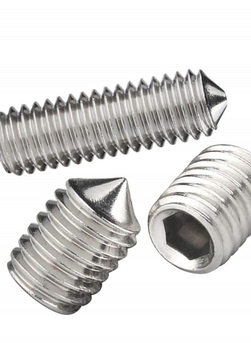 GGOOT Tools Hardware Nails Fasteners Cone Headless Screws - Stainless Steel Hex Socket Set Point Grub Screw Metric Thread Socket Allen Key Machine Bolt M3 M4 - Image 1