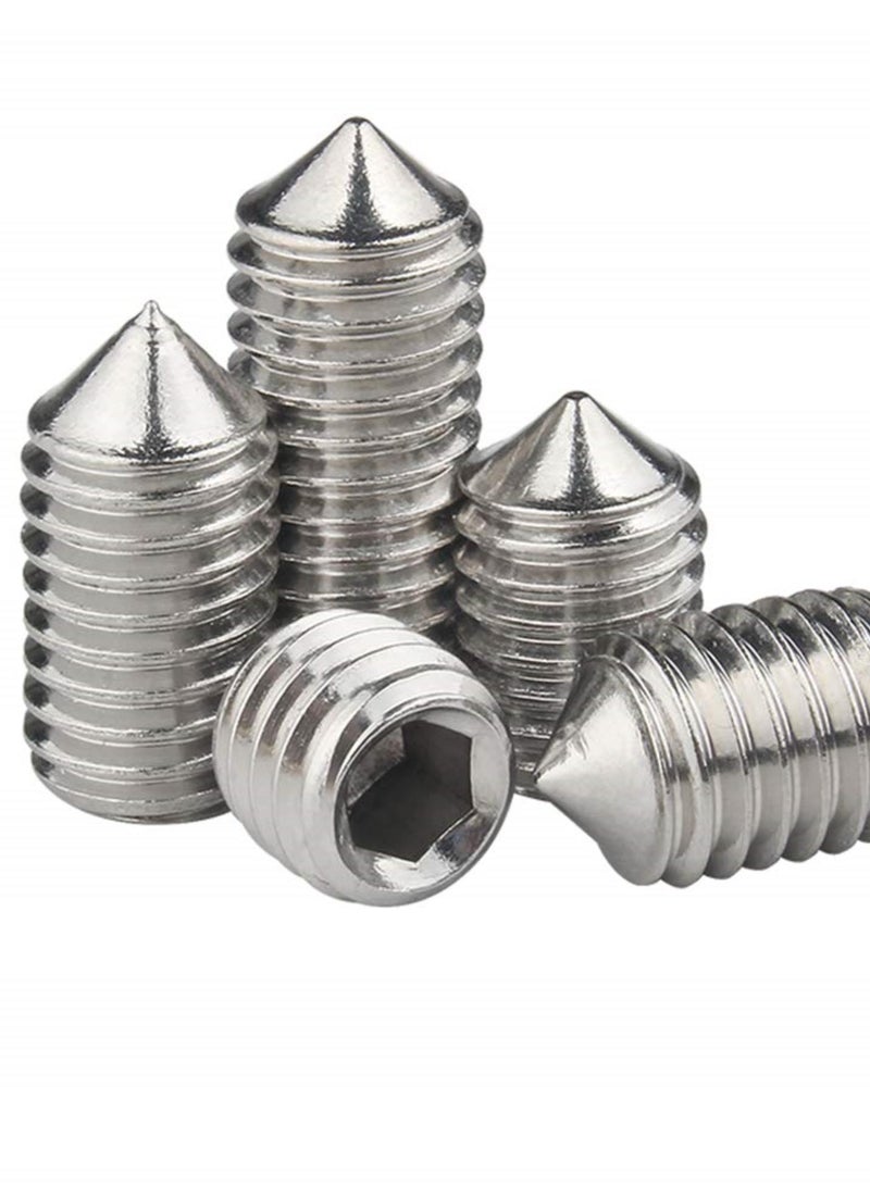 GGOOT Tools Hardware Nails Fasteners Cone Headless Screws - Stainless Steel Hex Socket Set Point Grub Screw Metric Thread Socket Allen Key Machine Bolt M3 M4 - Image 2