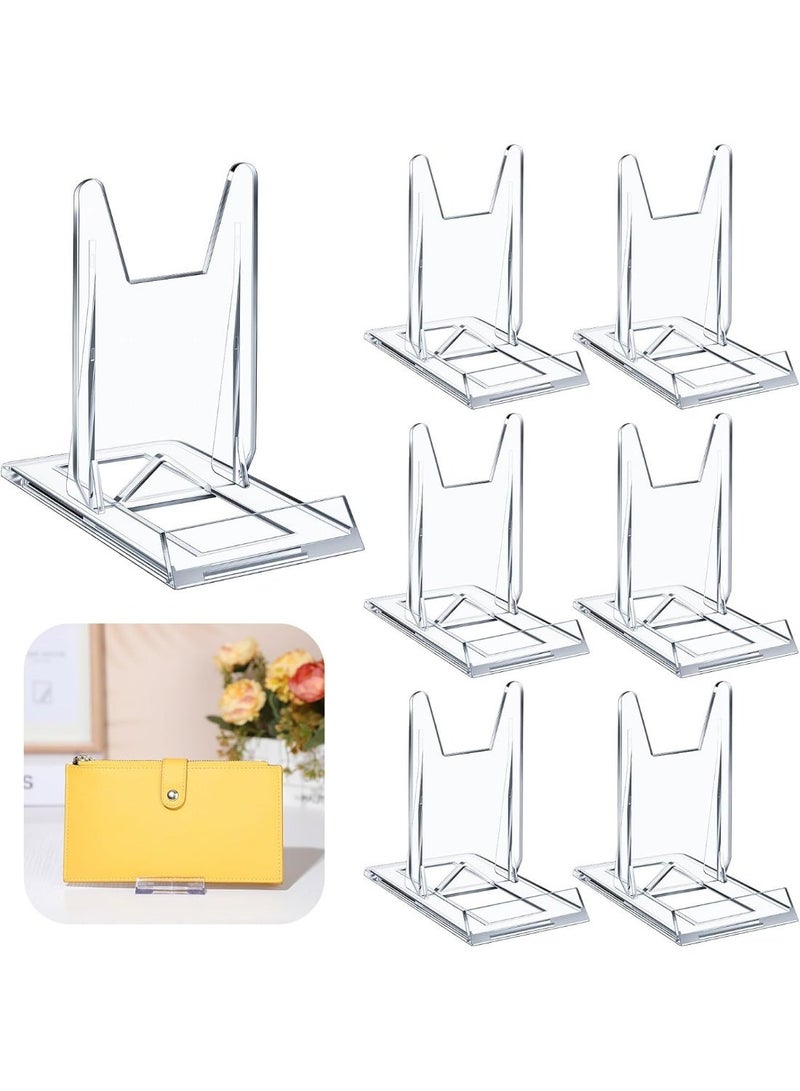 6 Packs Adjustable Purse Display Stand Clear Acrylic Handbag Stand Holder for Plate Purses Pictures Trading Cards Sports, Card Easels for Display Party Weddings Home Decoration Birthdays