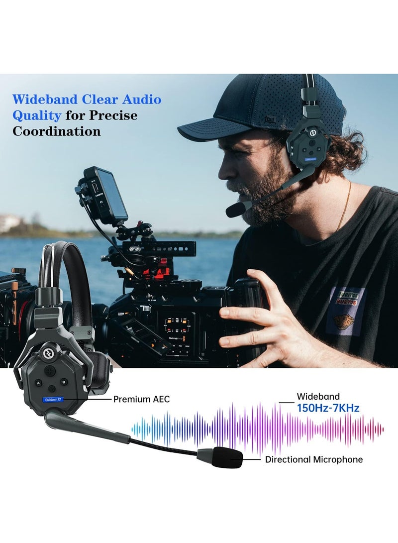 Hollyland Solidcom C1 Wireless Intercom System 6 Person Full Duplex Team Communication Single Ear Headset 1100ft Range With 1 Master And 5 Remote Headsets - Image 3