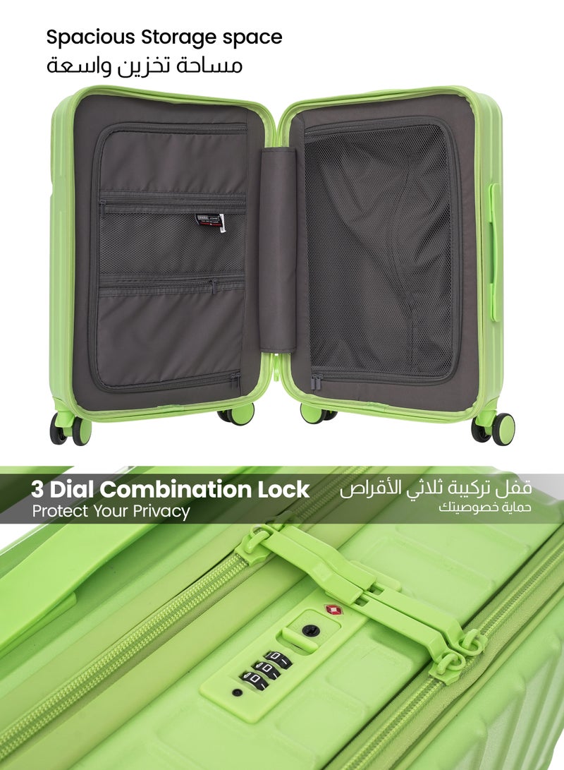 Parajohn VerDex Cabin Size 20 inches luggage with Premium Polycarbonate PC Material- 57 cms carrying 10kg|8 Wheels Hard Sided Trolley - Green - Image 5