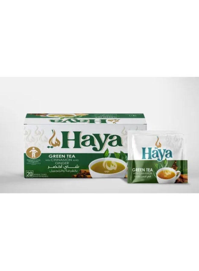 HAYA GREEN TEA W/ CINNAMON GINGER SACHET 20 PIECES
