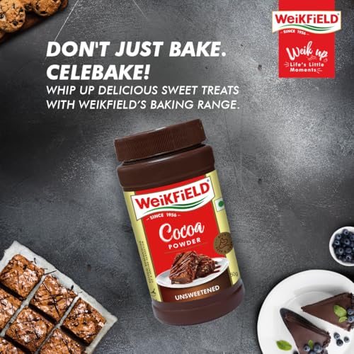 Weikfield Cocoa Powder | Low Fat Rich & Decadent Pure Cocoa Powder | Unsweetened Dark Cocoa for Baking, Desserts, Healthy Smoothies, Brownies, Hot Chocolate & Cakes | Reusable Poly Jar | 150g Jar - Image 5