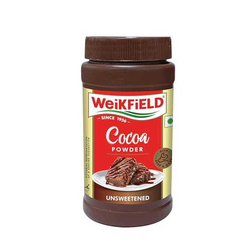 Weikfield Cocoa Powder | Low Fat Rich & Decadent Pure Cocoa Powder | Unsweetened Dark Cocoa for Baking, Desserts, Healthy Smoothies, Brownies, Hot Chocolate & Cakes | Reusable Poly Jar | 150g Jar - Image 1