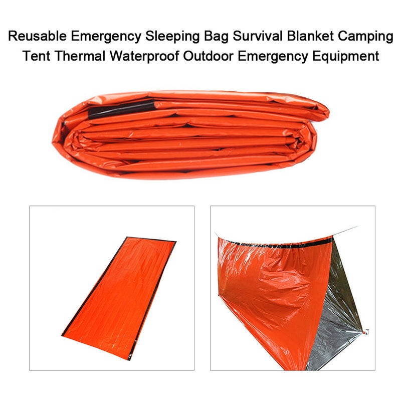 2PCS Reusable Emergency Sleeping Bag Survival Blanket Camping Tent Thermal Waterproof Outdoor Emergency Equipment - Image 3