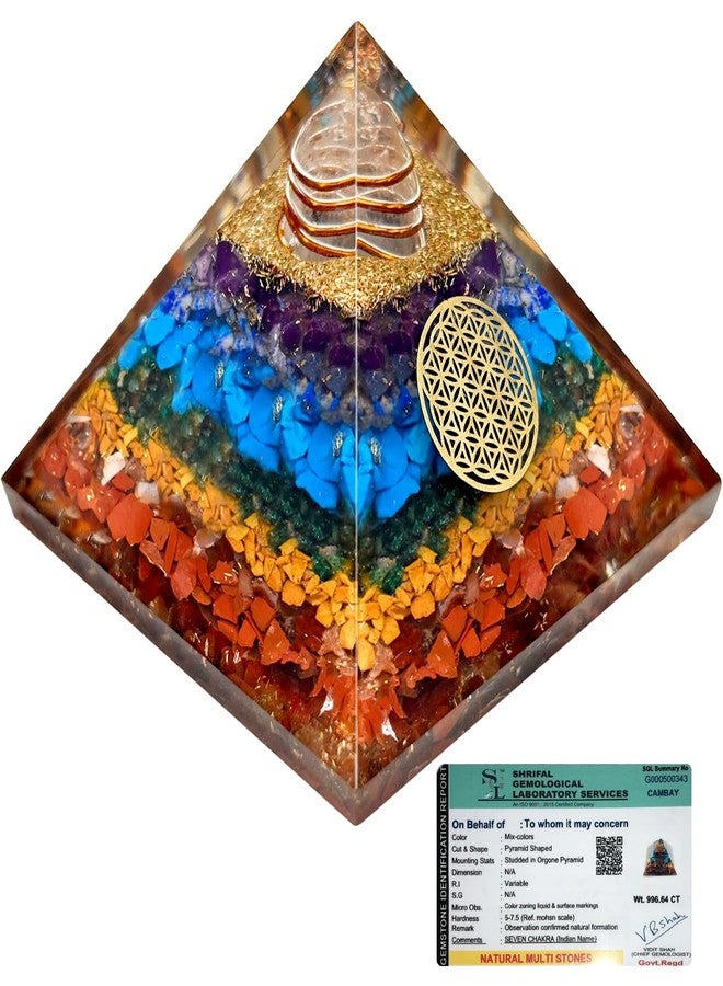 Simply Vedic 7 Chakra Orgonite Pyramid | Natural Healing Stones for Chakra Healing, Positive Energy, Reiki, Money, Health, Good Luck, Prosperity, Feng Shui, Vastu Correction, Office Home Decor Gift - Image 1