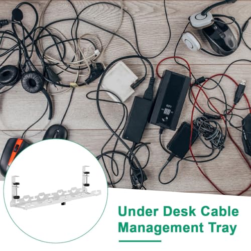 Climberty® White Cable Management Under Desk, Length Adjustable Cord Organizer Metal Large Capacity Wire Storage Standing Cable Holder - Image 5