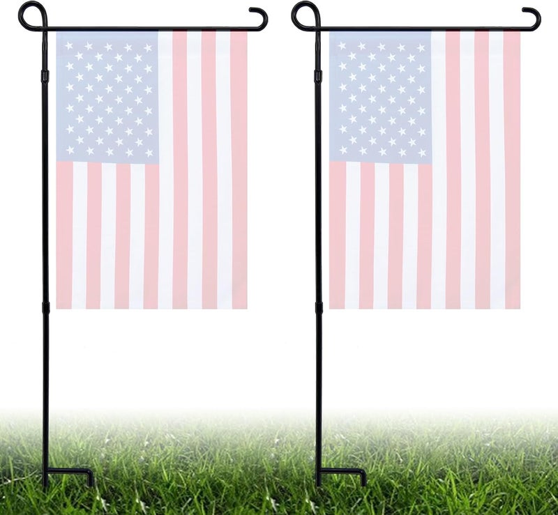 YEAHOME 2PC Garden Flag Stand Holder, Metal Premium Yard Flag Holder Weather-Proof, Powder-Coated Flagpole, Christmas Garden Flag, Winter Garden Flag, American Flag, Outdoor Garden Decor Decoration - Image 1