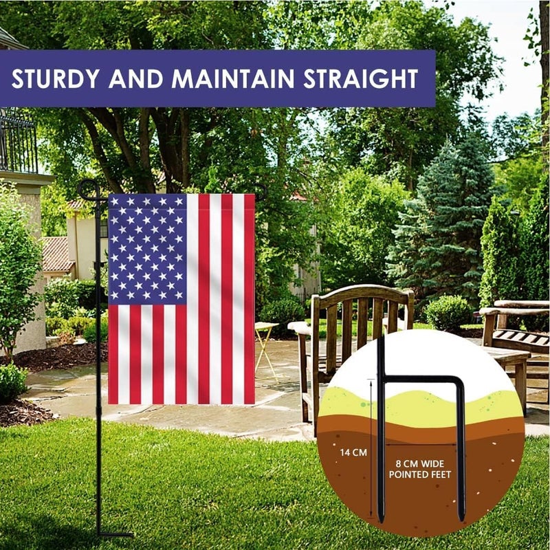 YEAHOME 2PC Garden Flag Stand Holder, Metal Premium Yard Flag Holder Weather-Proof, Powder-Coated Flagpole, Christmas Garden Flag, Winter Garden Flag, American Flag, Outdoor Garden Decor Decoration - Image 2