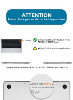 O Ozone Matte Case For MacBook Pro 14 inch A2442 2021 M1 Pro / M1 Max Chip and Touch ID Plastic Hard Shell Case and Keyboard Cover and Screen Protector - Tranquility Blue  - Image 2
