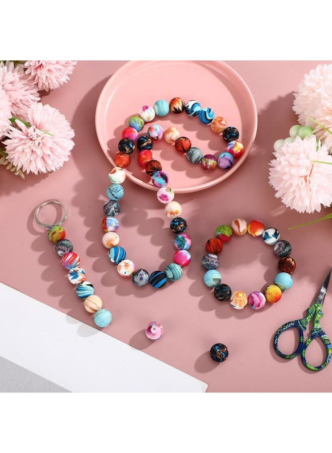 Ferreve 60 Pcs 15mm Silicone Beads Bulk Galaxy Print Round Focal Beads Rubber DIY Silicone Loose Bead for Bracelet Making Kit for Keychain Pens Necklace Bracelets Jewelry Making - Image 4