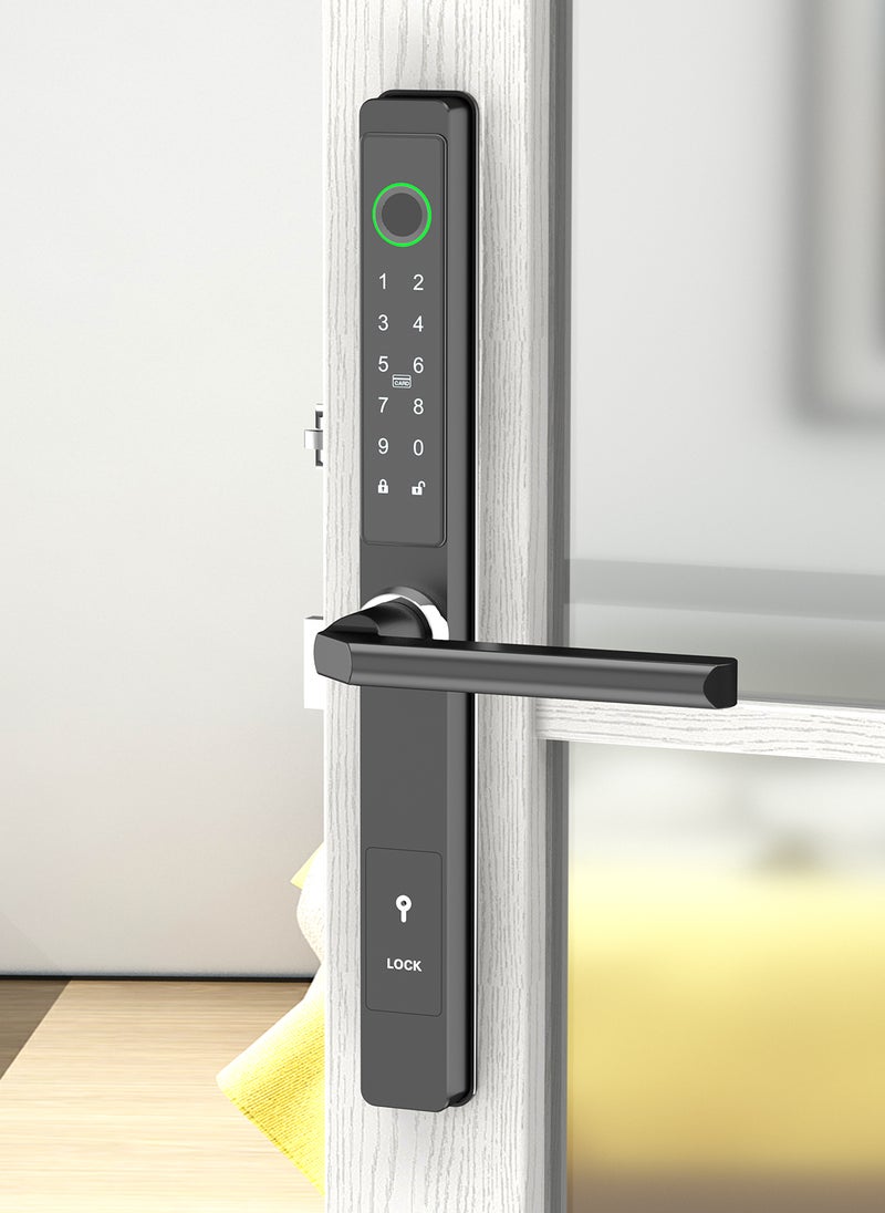 Sharpdo - Multifunctional Smart Electronic Password Lock Fingerprint/Tongtong App/Access Card/Password/Key/Temporary Password Virtual Password To Prevent Peeping 5-In-1 Unlocking Method (Requires 4 AA Batteries) - Image 1
