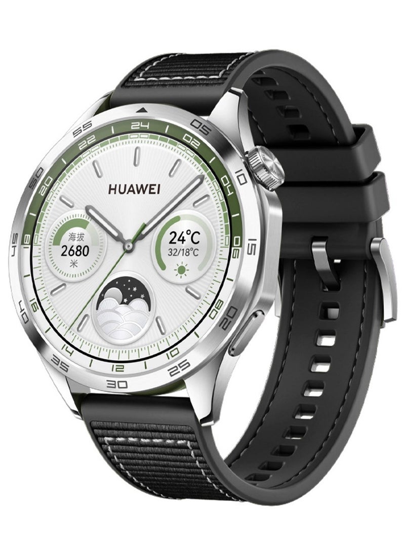 Youque Nylon braided Silicone Sport Watch Strap/Watchband for Huawei Watch GT5/GT4 4 46MM Black 