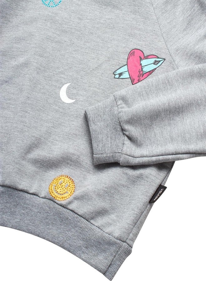 فولكوم طقم رياضي للبنات الصغيرات من فولكوم - قطعتان: كنزة صوفية برقبة دائرية وبنطال رياضي للأطفال الصغار، مقاس 4، لون رمادي فاتح - Image 4