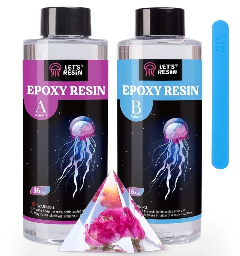LET'S RESIN راتنج LET'S RESIN الشفاف، 32 أونصة راتنج إبوكسي خالي من الفقاعات، راتنج صب لطاولة وبار، راتنج إبوكسي شفاف للحرف الفنية - Image 1