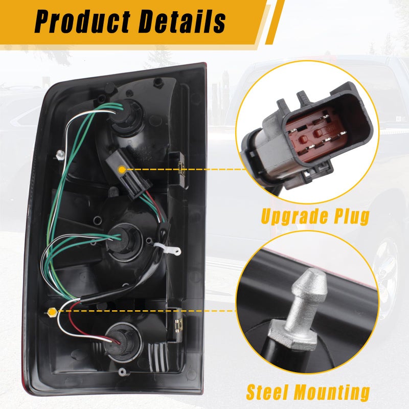 Boine Tail Light Compatible With 2002 2003 2004 2005 2006 Dodge Ram 1500 2500 3500 Rear Light Brake Lamps - Bulb and Harness Included Replaces CH2800147 CH2801147 - Image 3