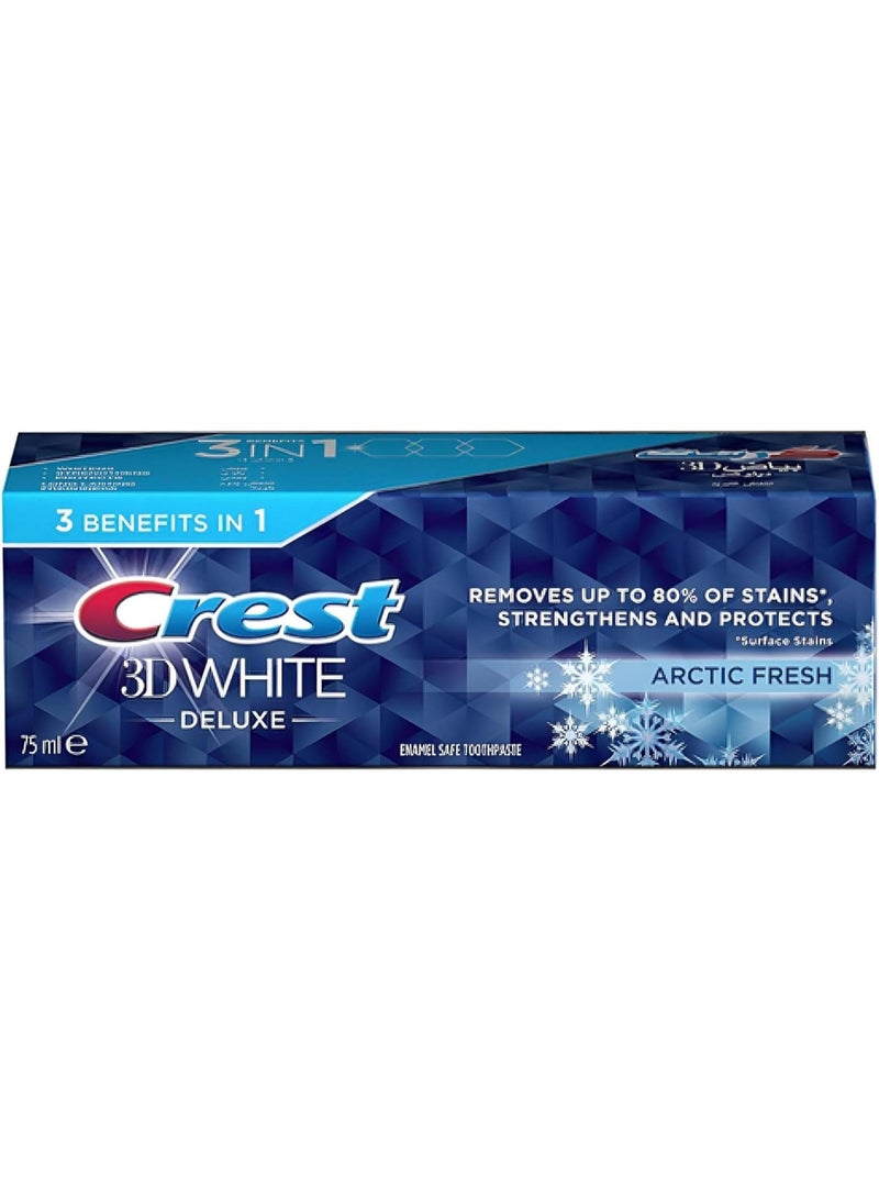 Crest 3D White Deluxe Arctic Fresh 3 Benefits in 1 for a Whiter Stronger and Protected Smile - Image 1