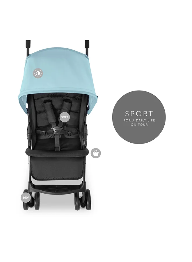 هوك Sport Pushchair, Blue Super Lightweight Travel Stroller (Only 5.9Kg), Compact And Foldable, Lay Flat, With Raincover