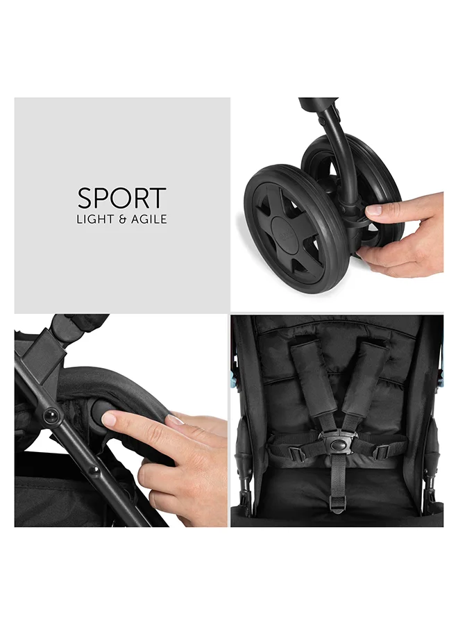 هوك Sport Pushchair, Blue Super Lightweight Travel Stroller (Only 5.9Kg), Compact And Foldable, Lay Flat, With Raincover