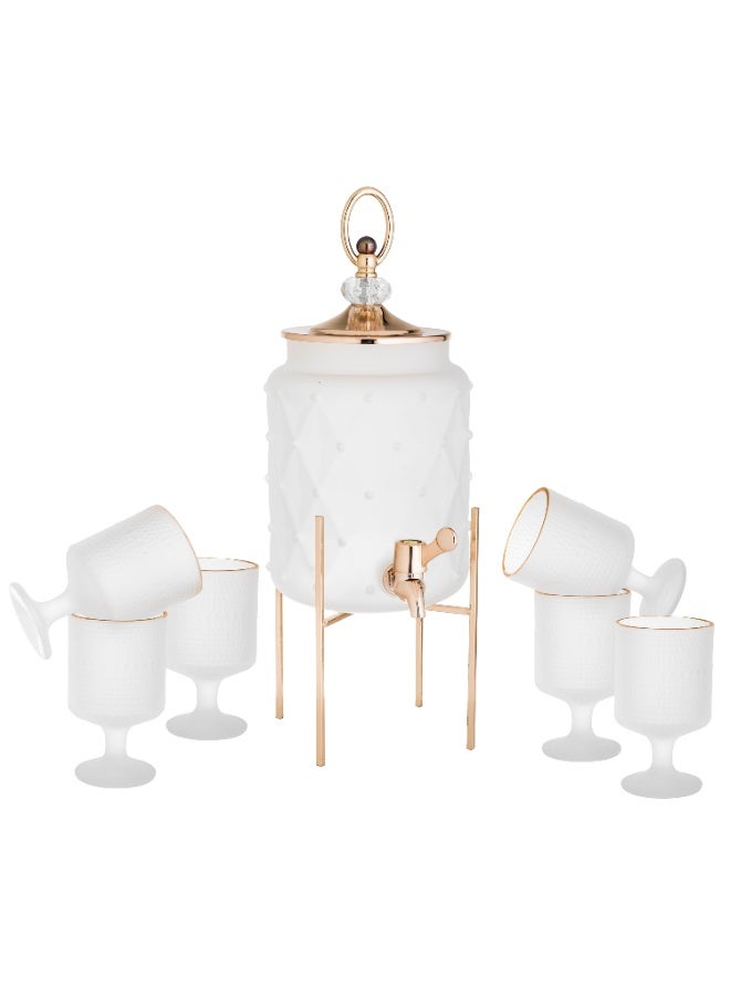 باصرة طقم موزع عصير زجاج مع كاسات مكون من 7 قطع - Image 4