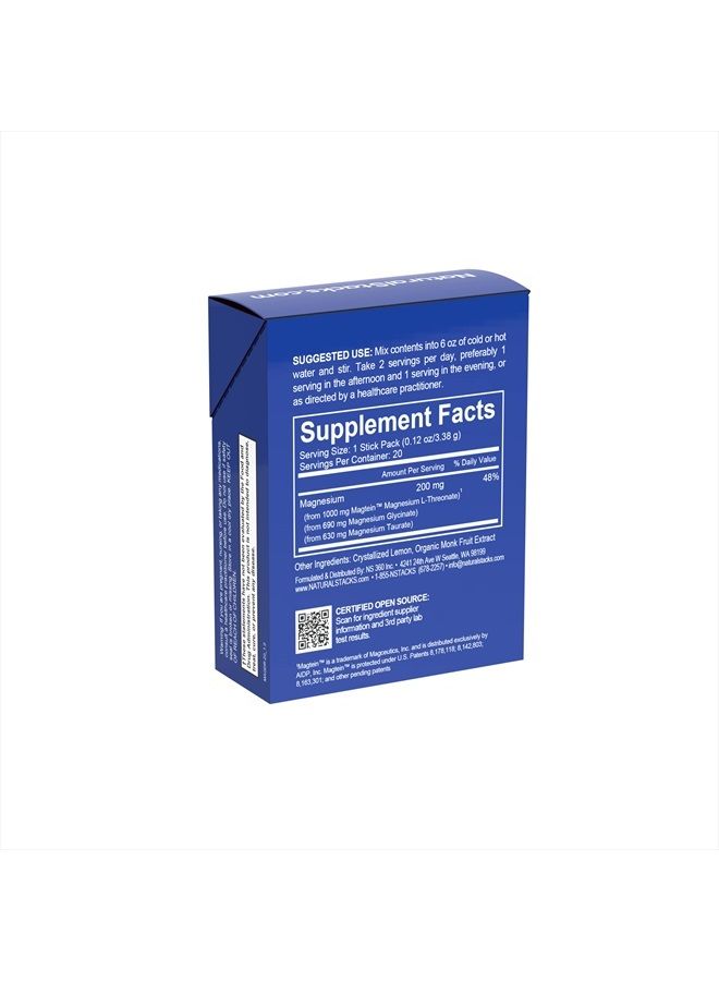 Natural Stacks Natural Stacks MagTech Magnesium Supplement Lemonade Drink Powder - Magtein Magnesium L-Threonate for Memory - Glycinate for Sleep- Taurate for Cramps - 100% Chelated Magnesium - 20 Servings  - Image 3