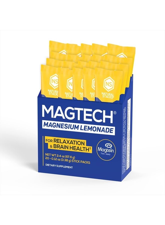 Natural Stacks Natural Stacks MagTech Magnesium Supplement Lemonade Drink Powder - Magtein Magnesium L-Threonate for Memory - Glycinate for Sleep- Taurate for Cramps - 100% Chelated Magnesium - 20 Servings  - Image 4