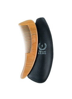 Zeus ZEUS Sandalwood Boomerang Beard Comb with Sheath Large Curved Wooden Beard  Hair Comb in Gift Box M31 