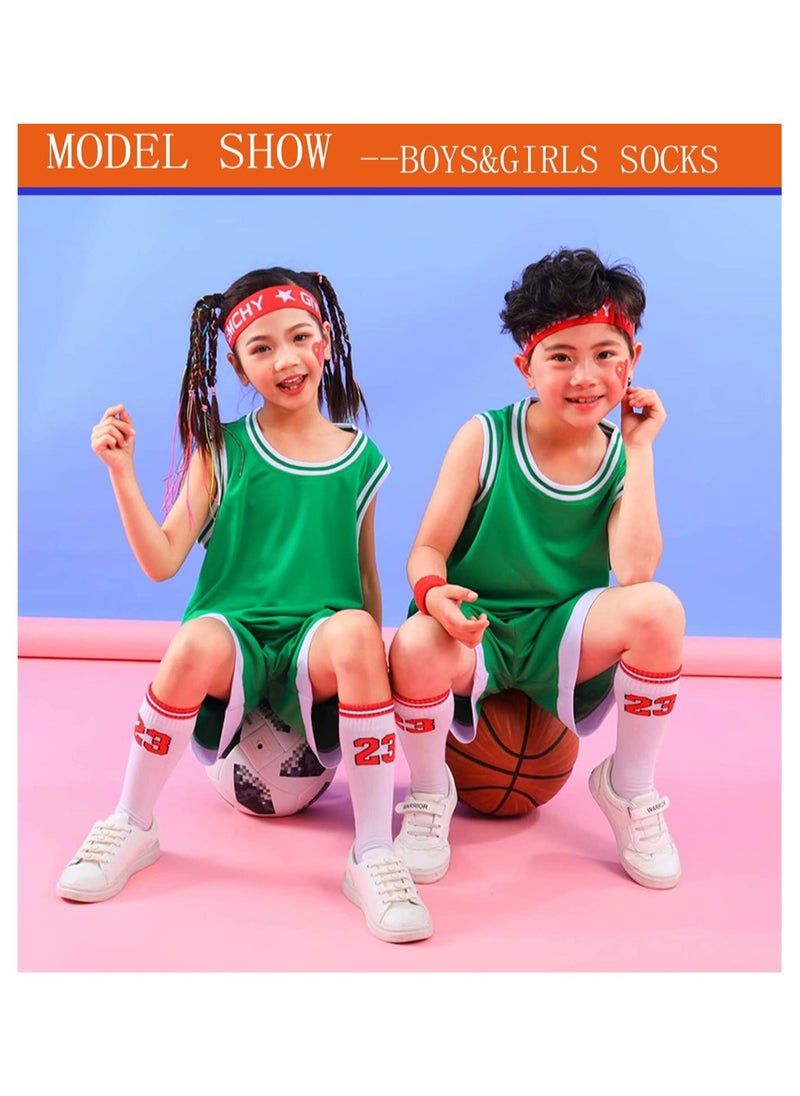 KASTWAVE - 3 Pairs Basketball Socks for Boys and Girls, Basketball Team Lucky Number Sports-Star-Socks for Child, Athletic Running Breathable Youth Sports Socks Gifts for Kids 6-14 (One Size, 3 pairs #23) - Image 1