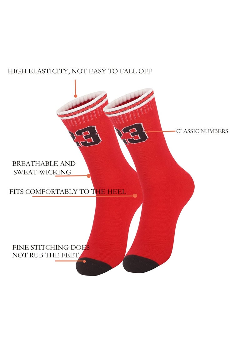 KASTWAVE - 3 Pairs Basketball Socks for Boys and Girls, Basketball Team Lucky Number Sports-Star-Socks for Child, Athletic Running Breathable Youth Sports Socks Gifts for Kids 6-14 (One Size, 3 pairs #23) - Image 1