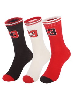 3 Pairs Basketball Socks for Boys and Girls, Basketball Team Lucky Number Sports-Star-Socks for Child, Athletic Running Breathable Youth Sports Socks Gifts for Kids 6-14 (One Size, 3 pairs #23)