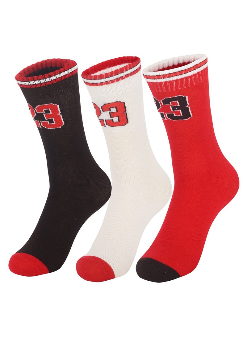 KASTWAVE - 3 Pairs Basketball Socks for Boys and Girls, Basketball Team Lucky Number Sports-Star-Socks for Child, Athletic Running Breathable Youth Sports Socks Gifts for Kids 6-14 (One Size, 3 pairs #23) - Image 1